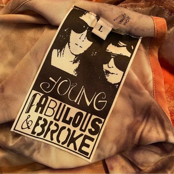 Young Fabulous & Broke Tie Dye Orange Velvet Jumpsuit - Picture 2 of 9